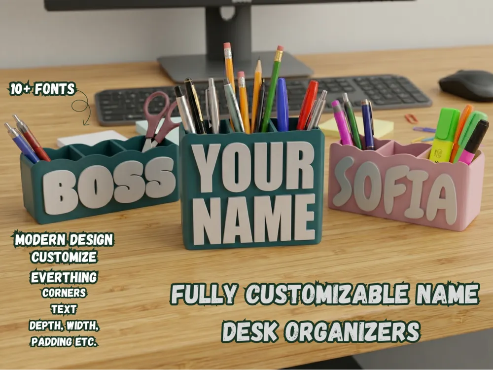 Custom Text & Name Desk Organizer